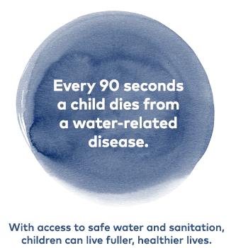 Every 90 seconds a child dies from a water-related disease. With access to safe water and sanitation, children can live fuller, heathier lives.